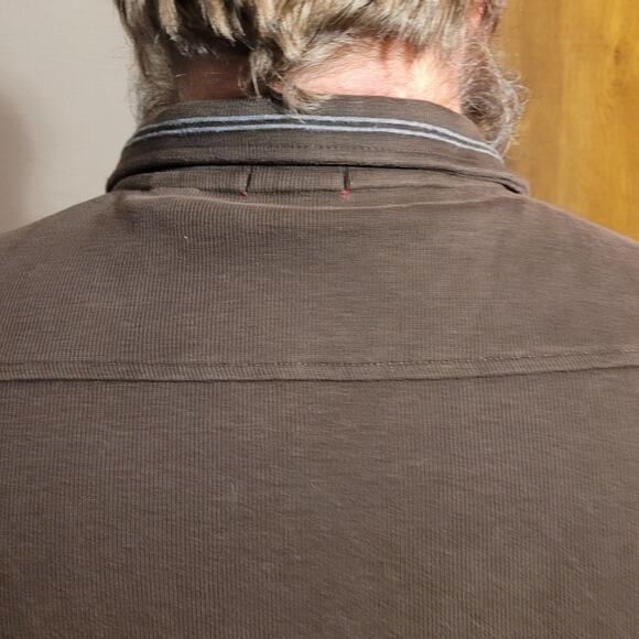 IZOD Men Brown Quarter Zip Sweater Large Cotton 3D Chest Logo Collared Old Money - Picture 3 of 10